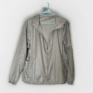 Uniqlo Pocketable Parka Womens‎ XL Light Gray Hooded Water Repellent Jacket